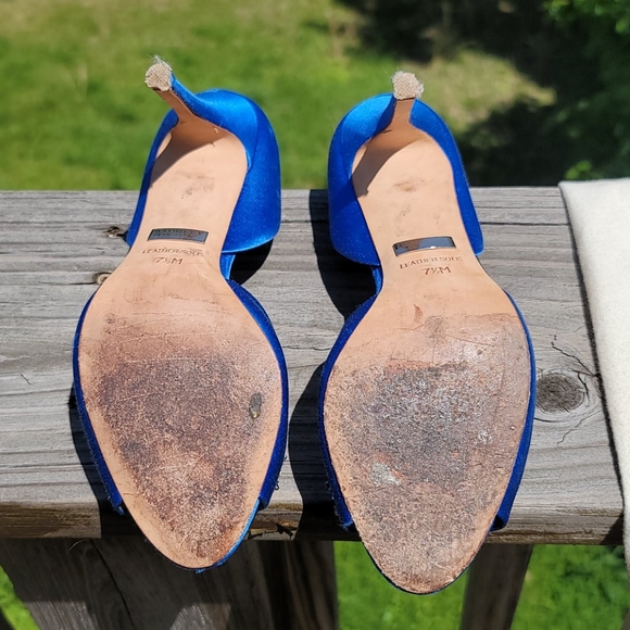 Badgley Mischka Satin Blue Heels with Gorgeous Crystals - Picture 4 of 5